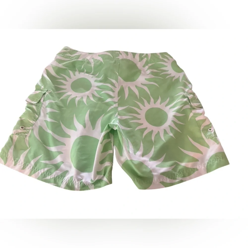 ISLAND COMPANY Board Shorts Men’s SZ 34 Green Drawstring Pockets Swimwear EUC